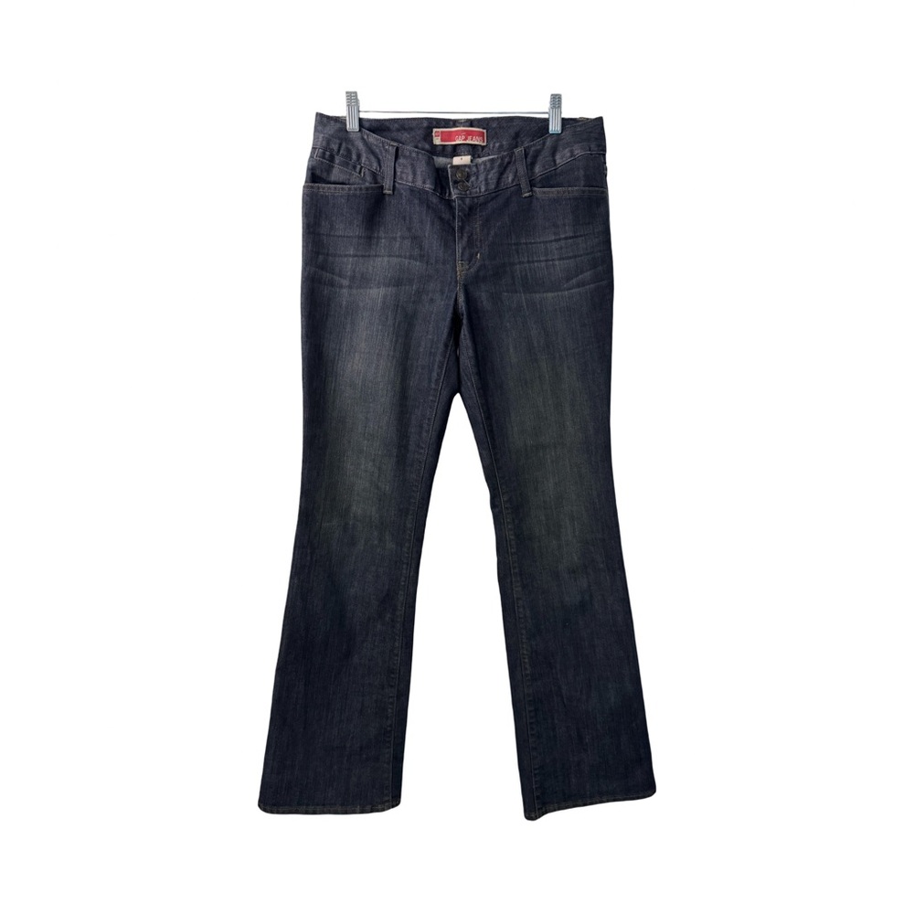 Womens GAP Mid Rise Flare Jeans Dark Wash  Size 8 33 Inch Inseam